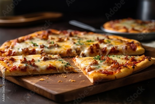 freshly baked pizza on a table, generative ai