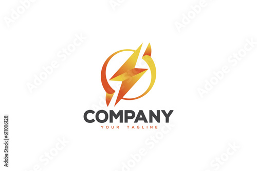 Logo design of a lightning bolt.