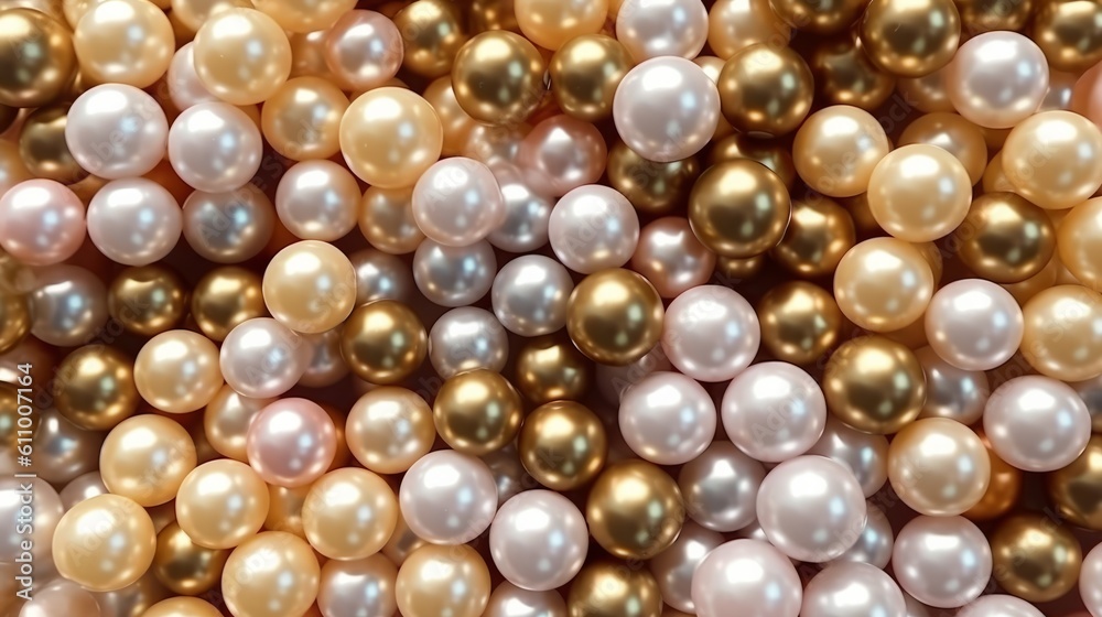 Pearl background. Texture from beads of colorful pearls. Generative ai Pearl background. Texture from beads of colorful pearls. Generative ai