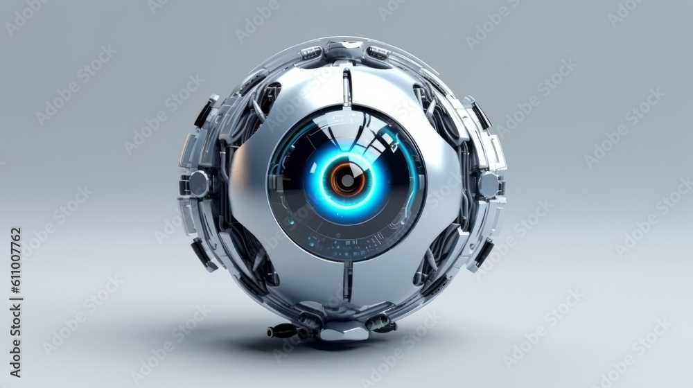 Imitation of the human eye in a robot. Spy surveillance concept. Generative ai