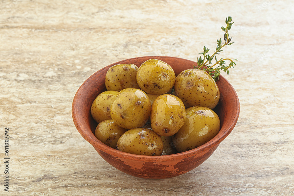 Boiled baby potato in the bowl Boiled baby potato in the bowl