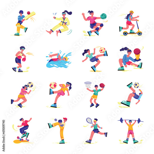 Collection of Sportsman Flat Illustrations   