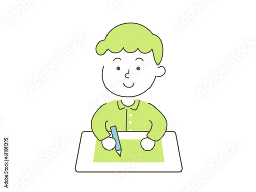 boy, study, school, class, simple, simple substance, human, child, kid, illustration, vector