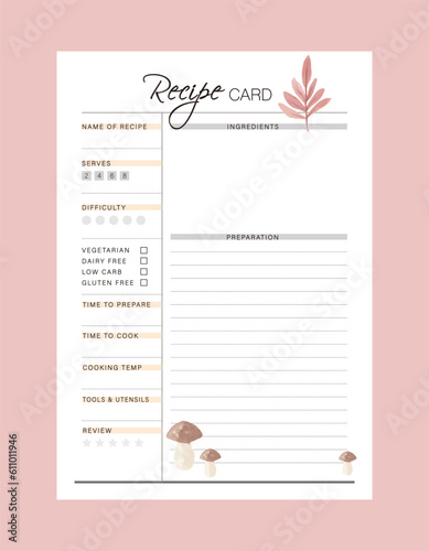 Recipe Card Planner (mushroom).