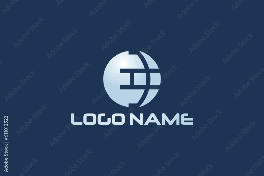 Creative logo design depicting a planet shaped like the letter E - Logo Design Template	

