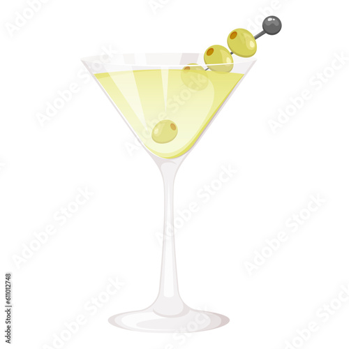 Classic martini decorated with olives.
