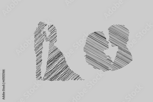 Hand drawn scribble couple design, scribble design with pencil sketch couple design illustration