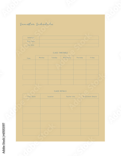 Semester Week Planner