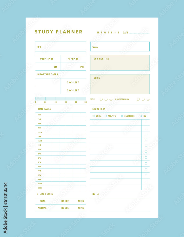 Study Planner. (Summer) Study Planner. (Summer)