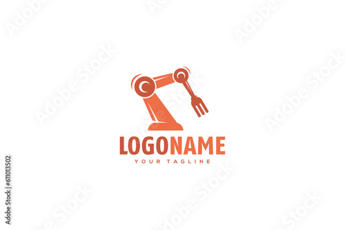 Creative logo design depicting a robotic arm with a fork- Logo Design Template