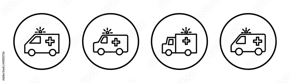 Ambulance icon set illustration. ambulance truck sign and symbol. ambulance car Ambulance icon set illustration. ambulance truck sign and symbol. ambulance car