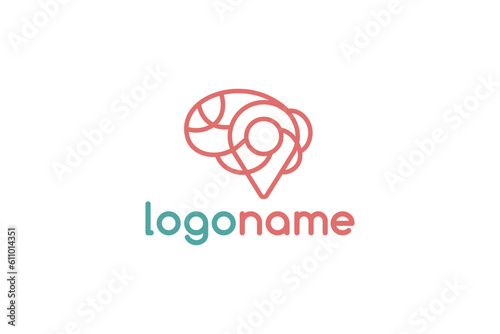 Creative logo design depicting a brain and a locator symbol - Logo Design Template	
