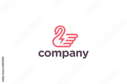 Creative logo design depicting a swan with a bolt - Logo Design Template	
