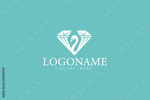Creative logo design depicting a swan shaped like a diamond - Logo Design Template	
