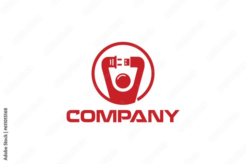 Creative logo design depicting a man with the hands shaped like a plug and usb - Logo Design Template	
