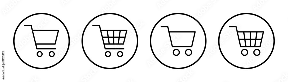Shopping icon set illustration. Shopping cart sign and symbol. Trolley icon Shopping icon set illustration. Shopping cart sign and symbol. Trolley icon