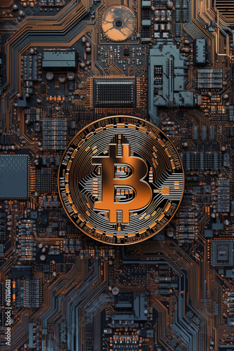 Generative ai. Bitcoin close up illustration