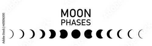 Moon phases icon moon phases. The whole cycle from new moon to full moon. icon vector