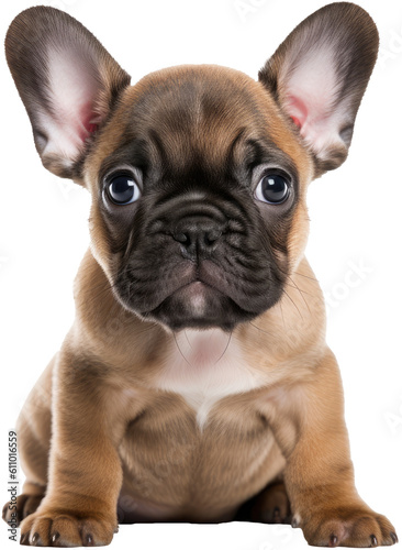 cute sitting bulldog puppy isolated on white background as transparent PNG  generative AI animal