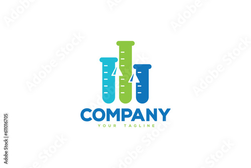 Creative logo design depicting test tubes with arros inside them  - Logo Design Template	
 photo