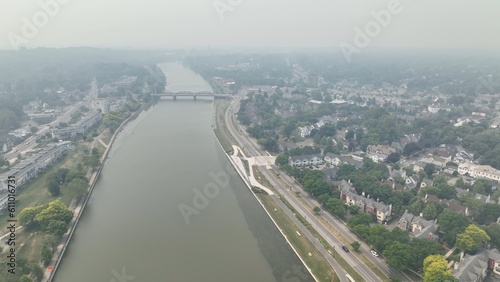 Photography Downtown Rochester NY in dense smoke from Canadian wildfires blowing over city s