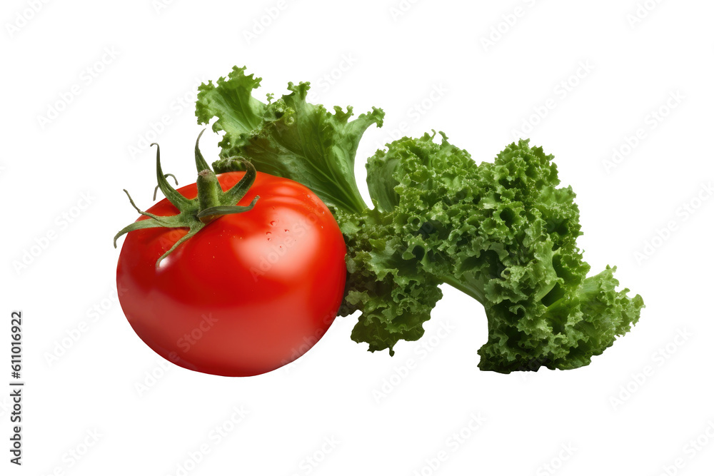 Tomato with Kale salad on transparent Background. Generative Ai Tomato with Kale salad on transparent Background. Generative Ai