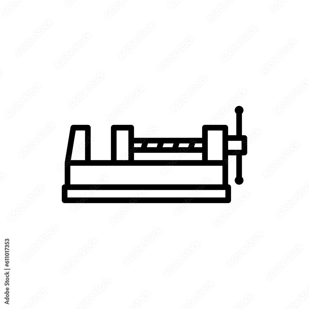 Machine vise vector icon. Clamping device for drilling milling of metal, wood, plastic. Machine vise vector icon. Clamping device for drilling milling of metal, wood, plastic.