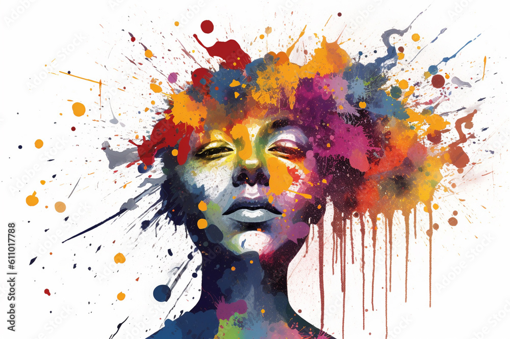 Mental health and creative abstract concept. Colorful illustration of ...