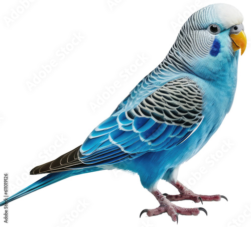 blue parakeet parrot isolated on a white background, generative AI animal photo