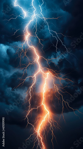 Bright Thunderbolt Lightning In The Dark Created With The Help Of Artificial Intelligence