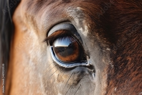 Intense Horse Eye Close Up. Generative AI