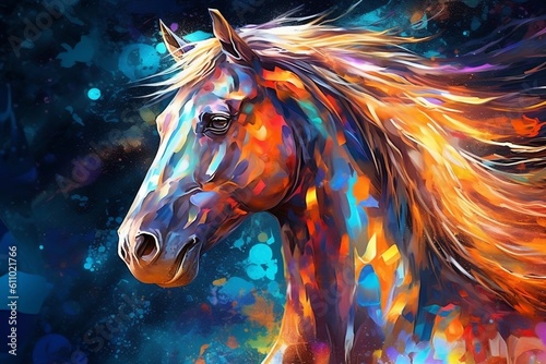 Abstract Magical Horse A Background with a Mystical Mare. Generative AI