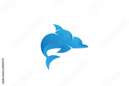 Creative logo design depicting a dolphin shaped like a clowd - Logo Design Template 