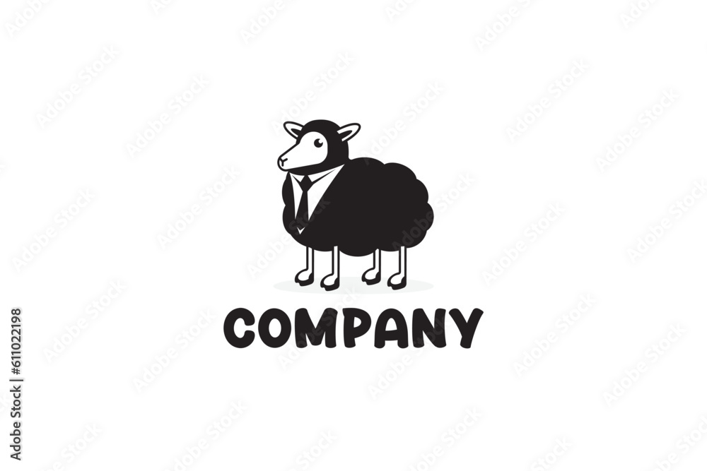 Obraz premium Creative logo design depicting a sheep in a suit - Logo Design Template
