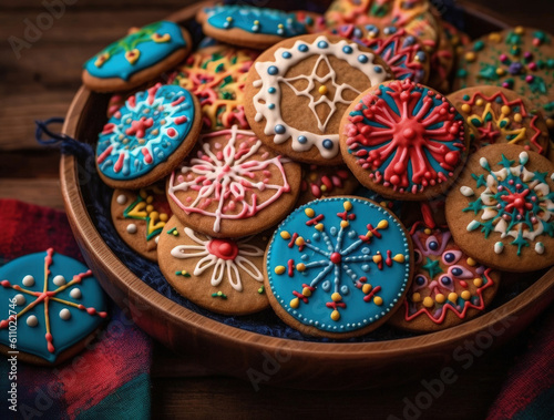 Assortment homemade sugar cookies with festive decoration