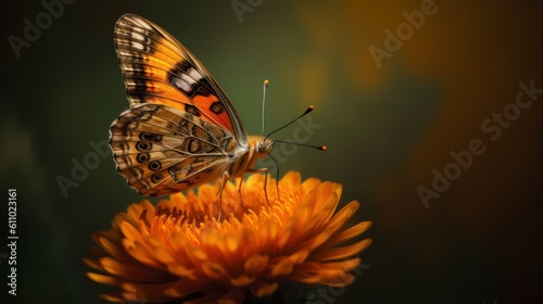 Βutterfly on flower closeup, Springtime, Spring nature, wild flowers field. Generative AI  © Rawf8