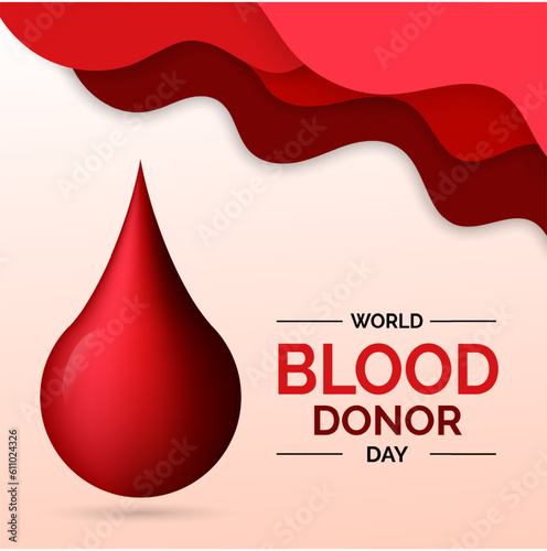 World Blood Donor Day background Post with Red Blood Drop and Paper Blood.