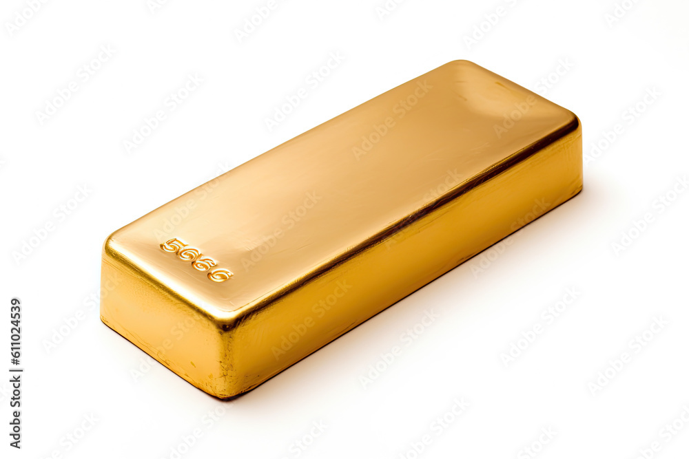 gold ingot isolated on white background. Ai generative gold ingot isolated on white background. Ai generative