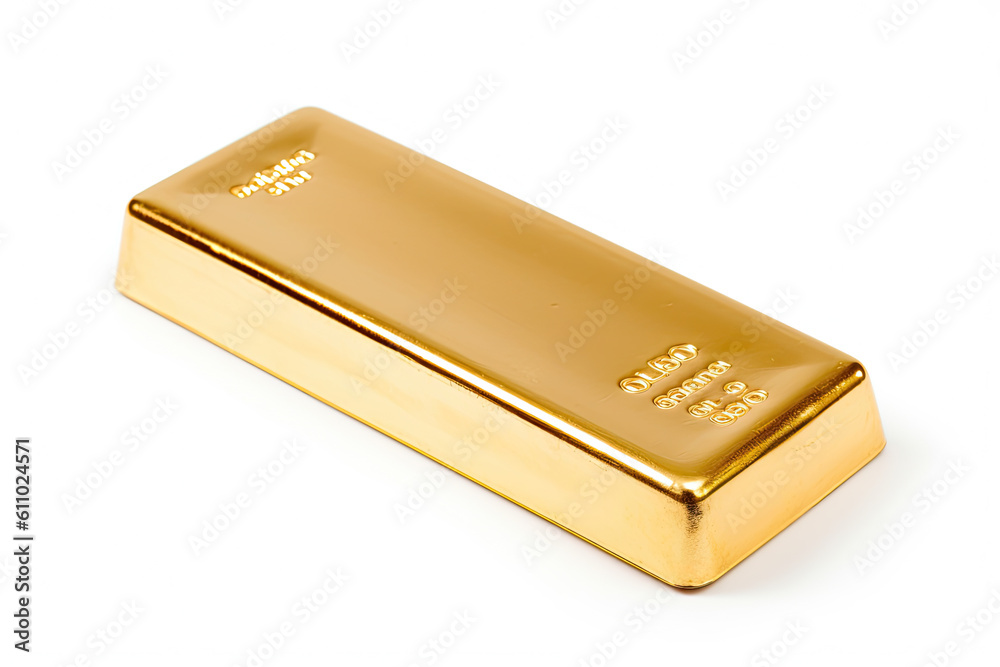 gold ingot isolated on white background. Ai generative gold ingot isolated on white background. Ai generative
