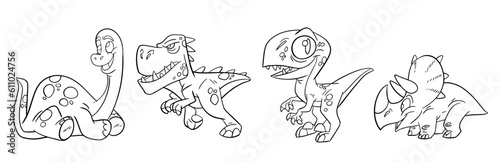 Coloring page of dinosaur . Icon sheet vector. Outline vector dino illustration for coloring book. Dino Vector sheet icon