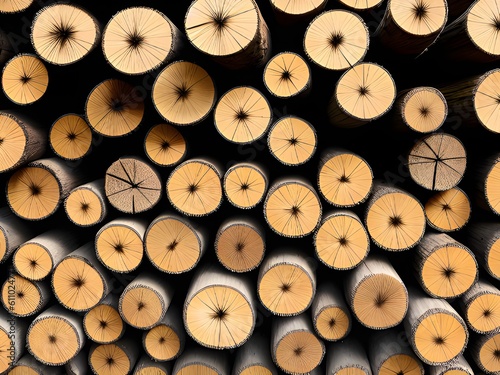 wooden logs background, close up