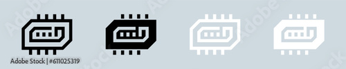 Ram icon set in black and white. Random access memory signs vector illustration.