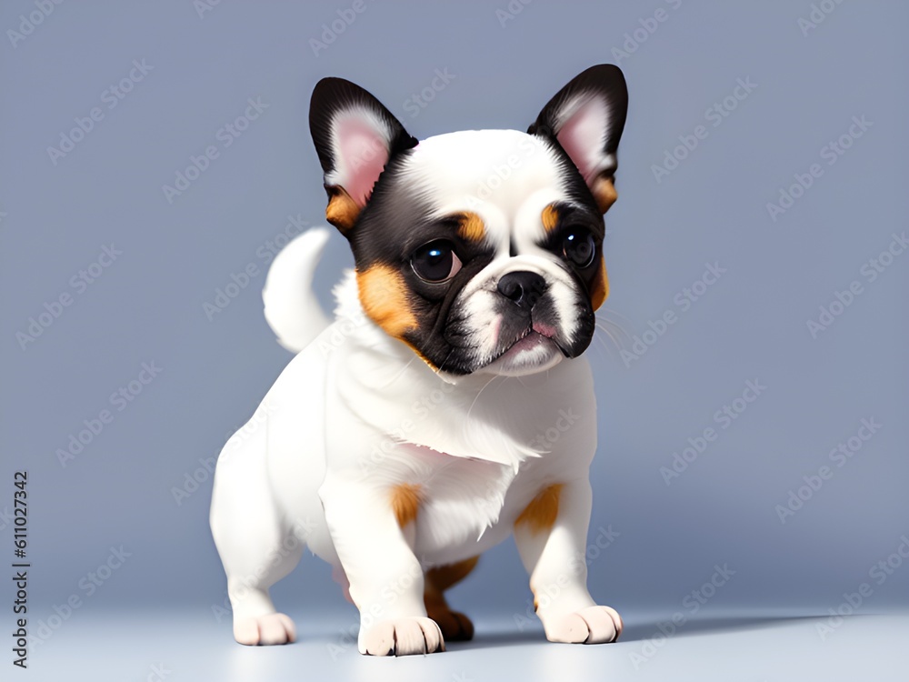 cute french bulldog on white background