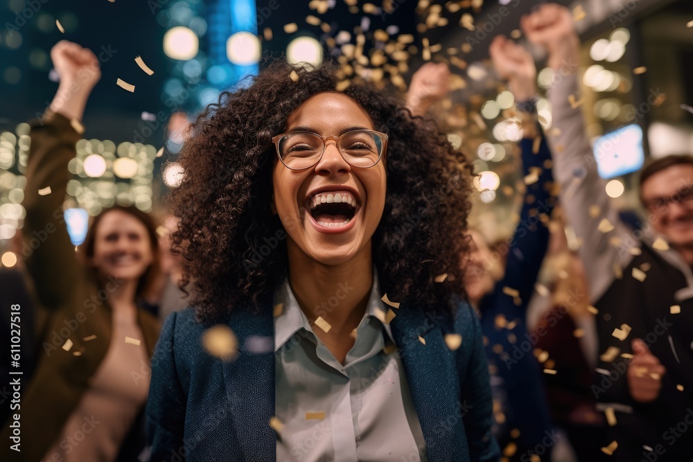 person celebrating success - Illustration created with generative ai person celebrating success - Illustration created with generative ai