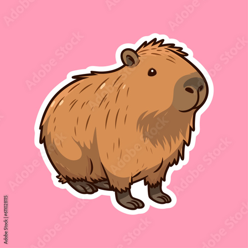 Cute cartoon capybara kawaii vector illustration. Isolated animal vector. Flat cartoon style isolated sticker.