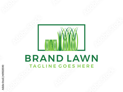 Grass logo design icon for lawn mower services