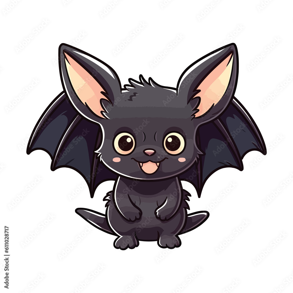 Cheerful Bat: Lively 2D Illustration Brimming with Cuteness