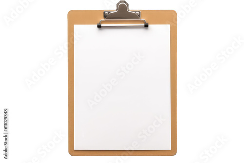 Clipboard with blank sheet isolated on transparent background, Generative AI 