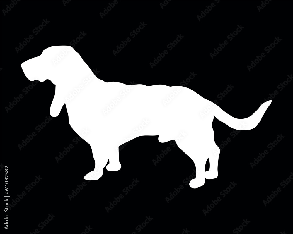 Blue Gascony Basset Dog Vector Silhouette