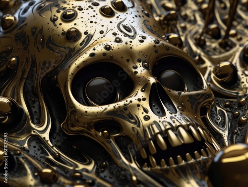 Golden skull Created with Generative AI technology